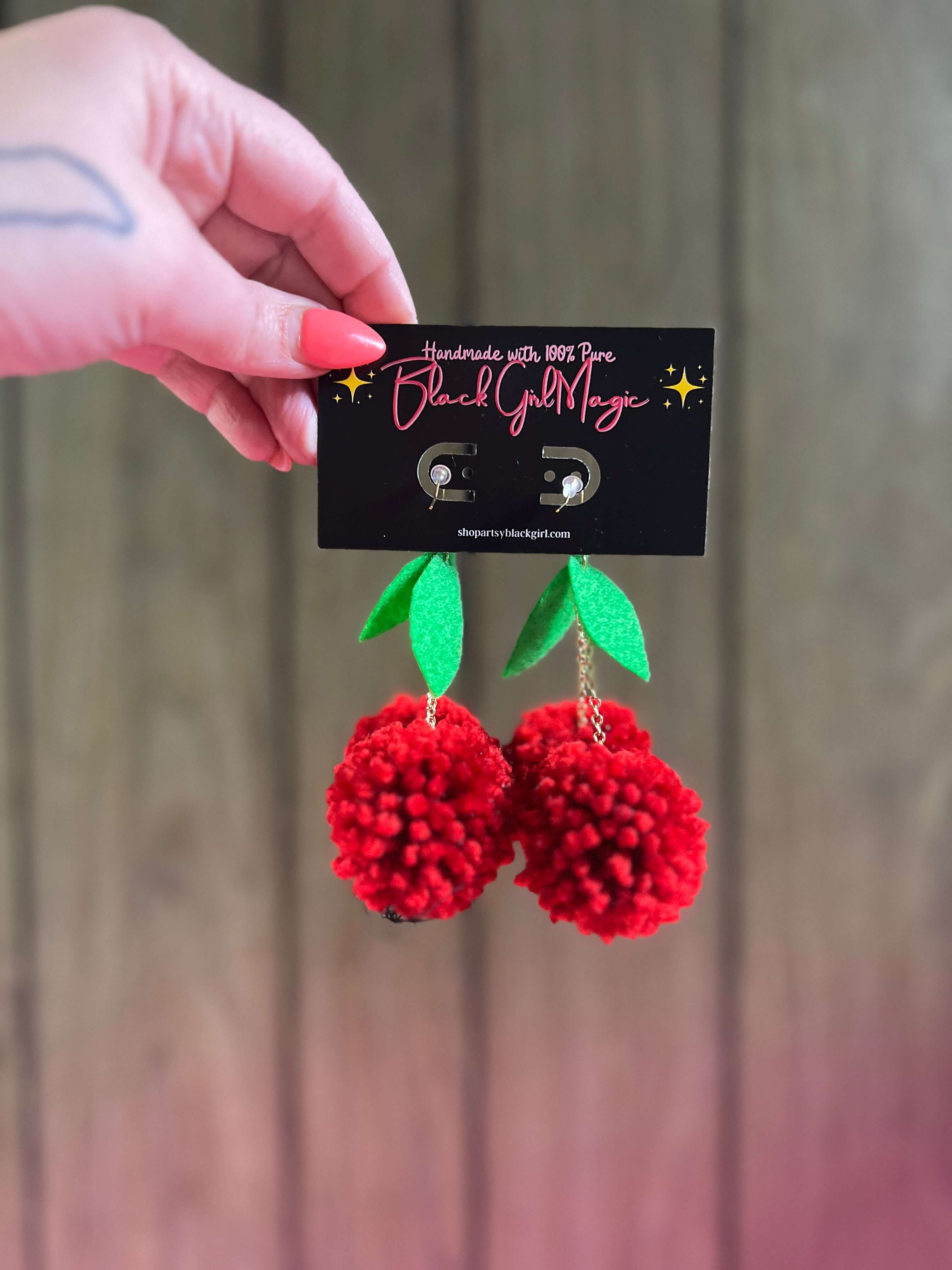 Cherry Bombshell Puff Earrings by Artsy Black Girl - Image 2