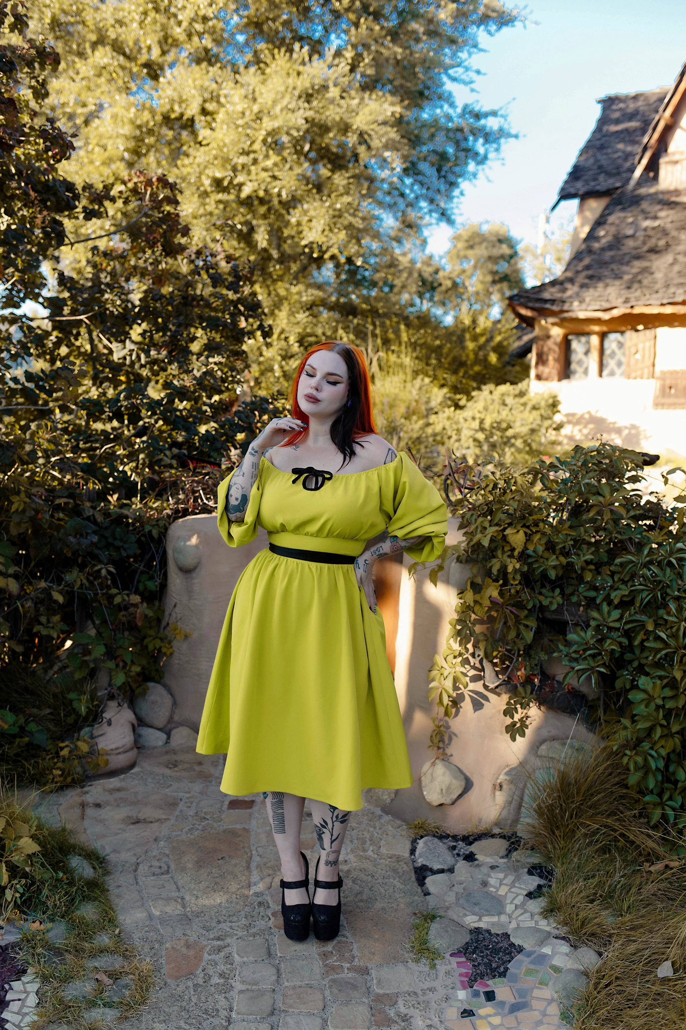 Eva Dress Chartreuse by The Oblong Box Shop