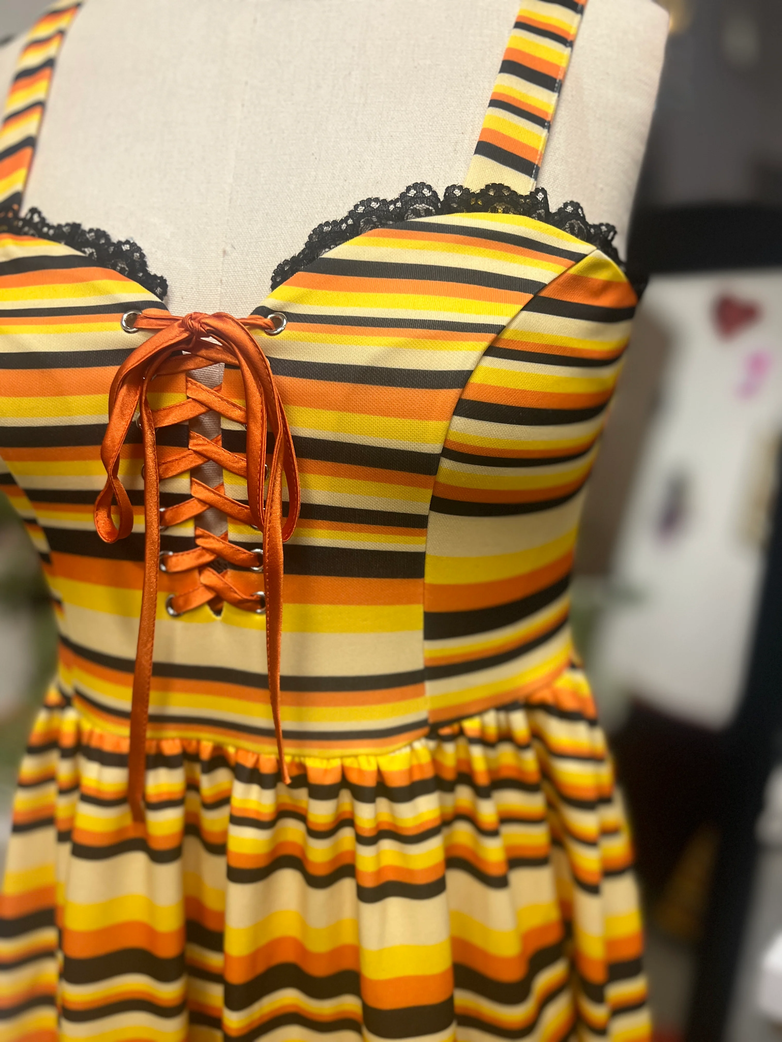 Heidi Swing Dress in Candy Corn Stripe - Image 3