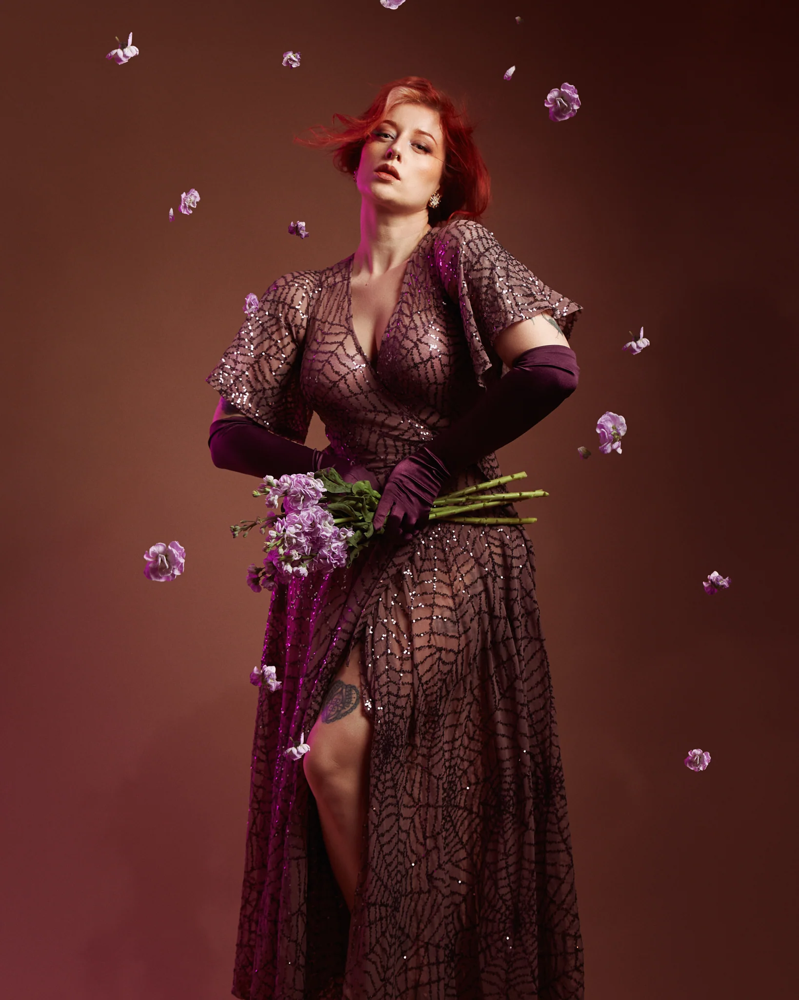 *PRE ORDER* Lydia Dress in Mauve Sequin Spiderwebs - Image 2