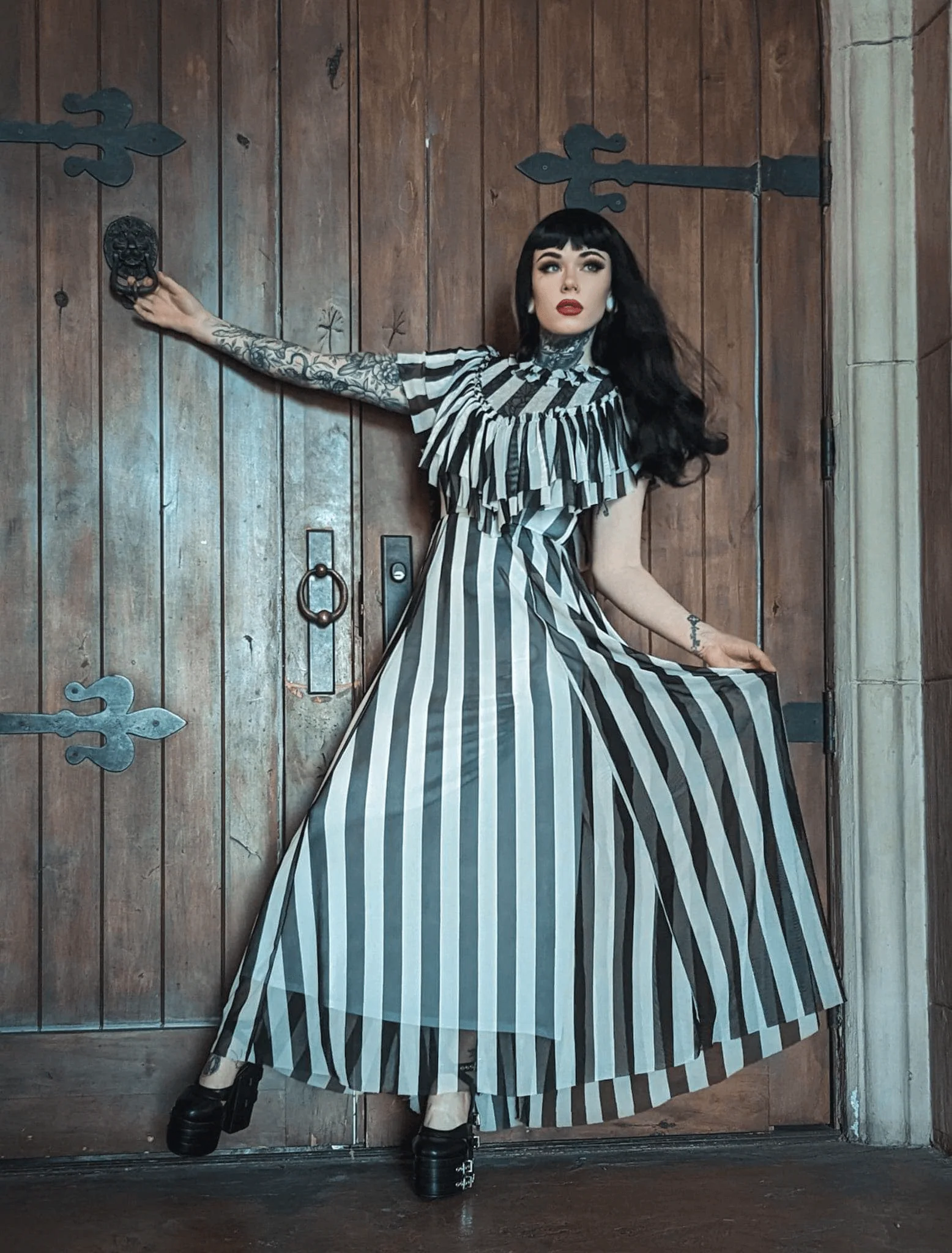 *PRE ORDER* Mina Dress in Striped Mesh - Image 2
