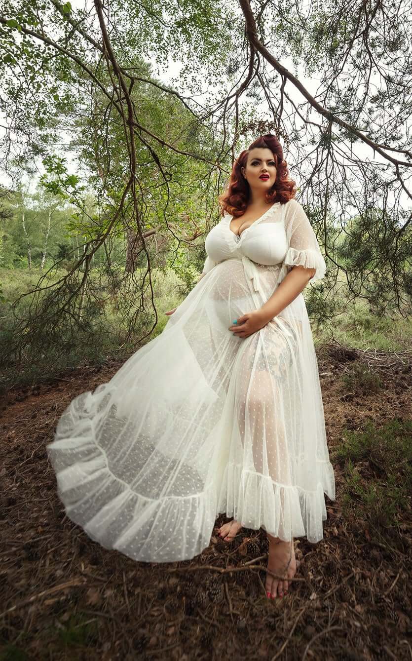 Ophelia Dress in Ivory Mesh Dot