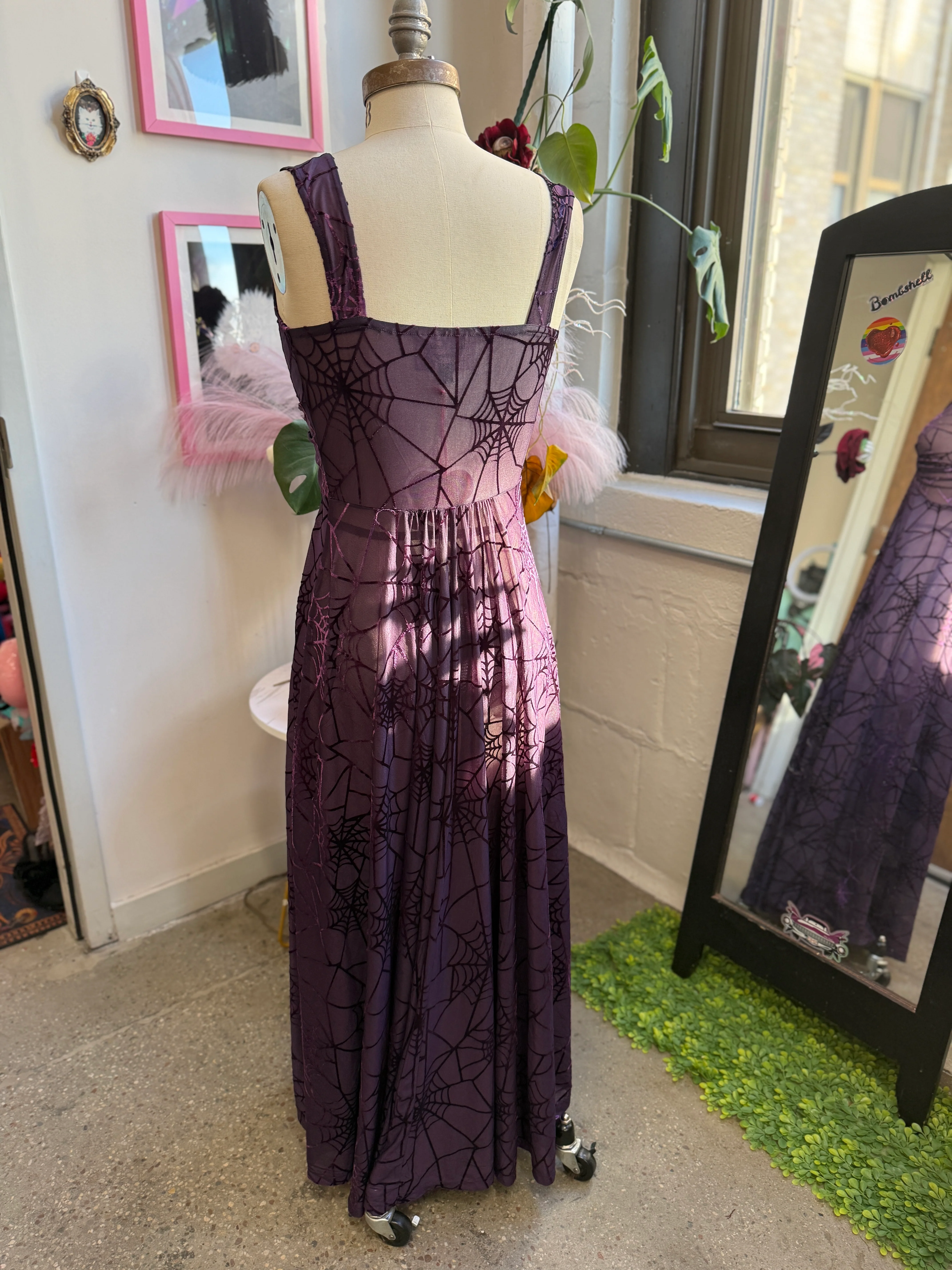 Siren Dress in Violet Spiderweb Burnout Mesh - Image 2