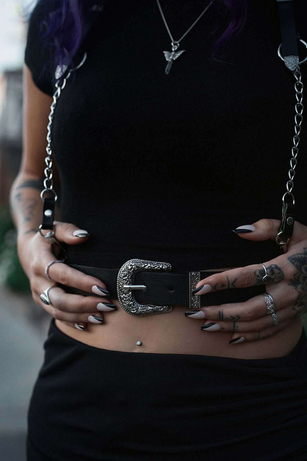 Sharpshooter Western Goth Chain Harness by Lively Ghosts